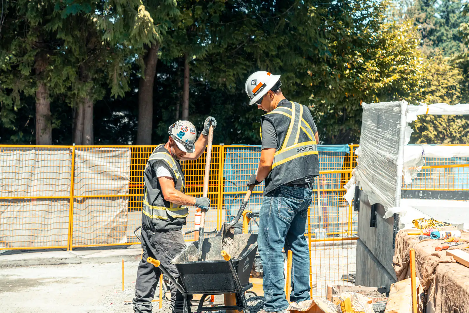 A concrete crew at work on a Canadian residential jobsite